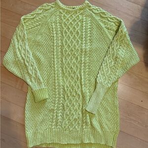 Free People Cable Knit Sweater - Bright Green